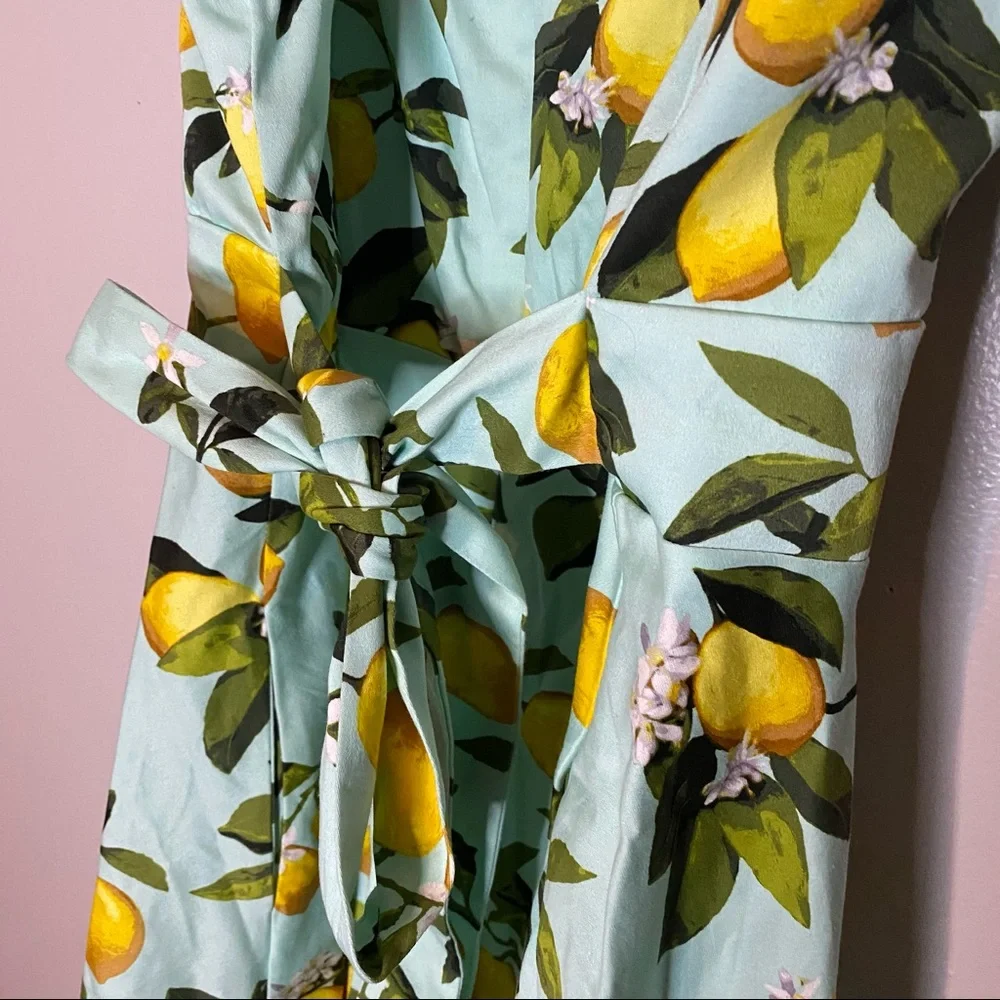 Chetta B Lemon Print Midi Dress - Green and Yellow - Picture 6 of 8